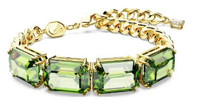 Swarovski Millenia bracelet, Octagon cut, Green, Gold-tone plated 5671581