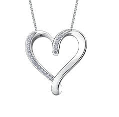 Colgante en forma de corazón con diamantes de 0,065 quilates en oro blanco de 10 quilates, 18"