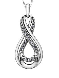 Colgante de diamantes de 0,05 quilates en oro blanco de 10 quilates, 18"