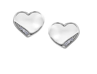 Pendientes de corazón de diamantes de 0,024 quilates en oro blanco de 10 quilates