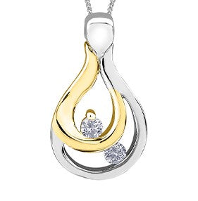 Colgante de diamantes de 0,05 quilates en oro blanco y amarillo de 10 quilates, 18"