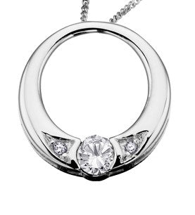 Colgante circular de diamantes de 0,035 quilates en oro blanco de 10 quilates, 18"