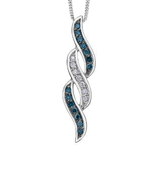 Colgante de diamante azul de 0,114 quilates en oro blanco de 10 quilates, 18"