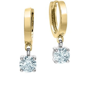 Aretes de diamantes cultivados en laboratorio de oro amarillo y blanco de 14 quilates de 1,58 quilates