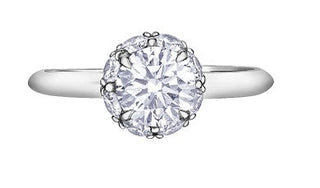 14K White Gold 1.90 cttw Lab Grown Diamond Solitare with Halo