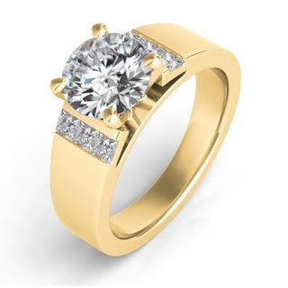 Montura de diamante redondo en oro amarillo y blanco de 14 quilates