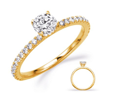 Montura de diamante de talla redonda en oro amarillo y blanco de 14 quilates