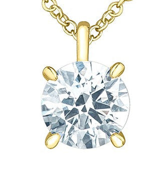 Colgante en forma de garra de diamante redondo de talla brillante de 0,52 quilates cultivado en laboratorio de oro amarillo de 14 quilates