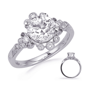 Anillo de diamantes con halo de talla brillante redonda de 14 quilates