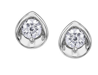 Pendientes de diamantes canadienses de talla brillante redonda de 0,10 quilates en oro blanco de 10 quilates