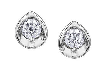 Aretes de diamantes canadienses de talla brillante redonda de 0,40 quilates en oro blanco de 10 quilates