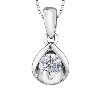 10K White Gold 0.10 cttw Canadian Diamond Solitaire Necklace, 18&quot;
