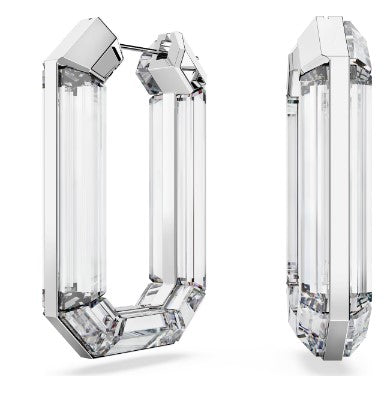 Swarovski -  Lucent hoop earrings, Statement, Octagon shape, White - 5671087