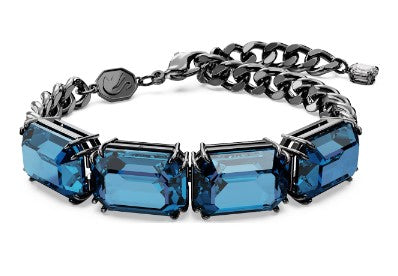 Swarovski Millenia bracelet, Octagon cut, Blue, Ruthenium plated  - 5671250