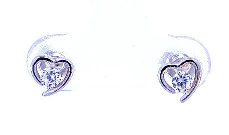 925 Sterling Silver Cubic Zirconia Heart Earrings