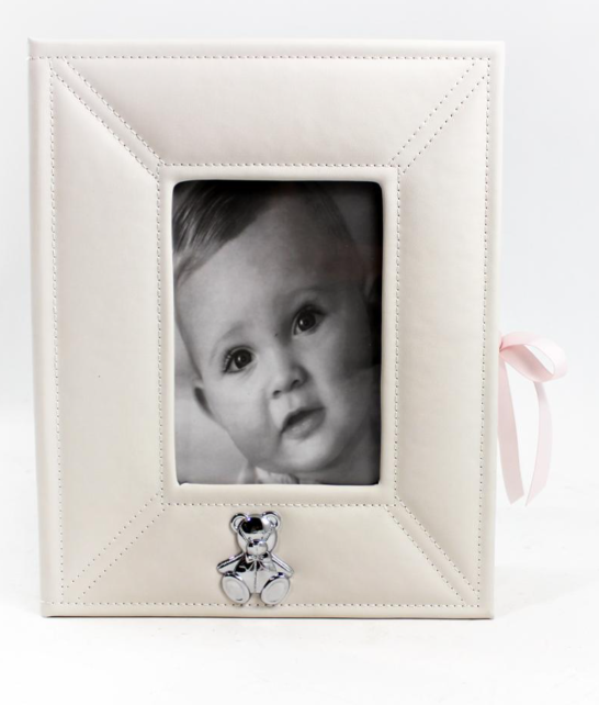 Caja de recuerdos para bebé con ventana de 5x7 rosa