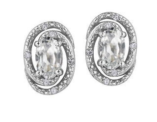 925 Sterling Silver White Topaz & Diamond Halo Stud Earrings