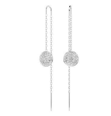 Swarovski Meteora drop earrings, White, Rhodium plated 5683448