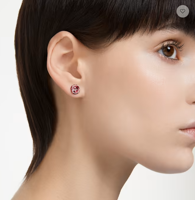 Swarovski - Birthstone stud earrings, Square cut, January, Red, Rhodium plated - 5660798