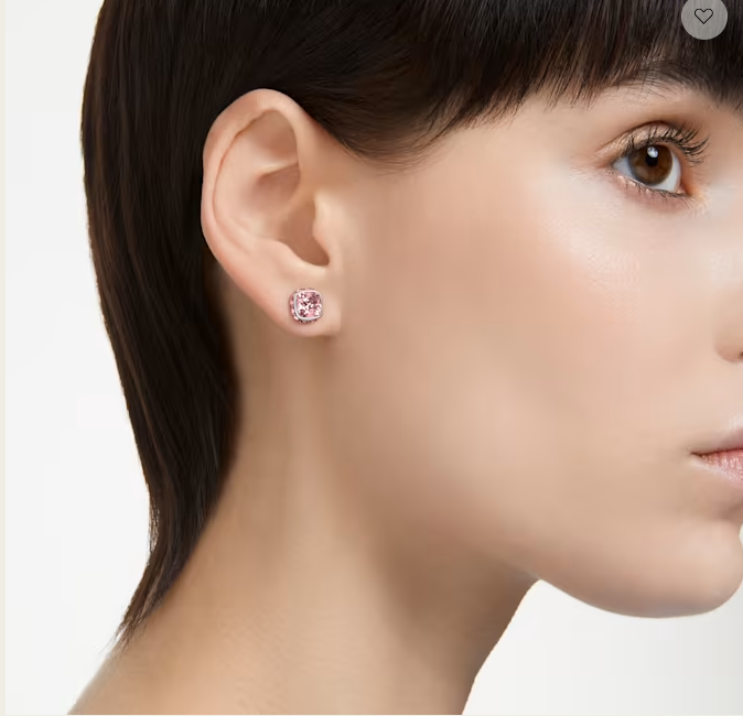 Swarovski Birthstone stud earrings, Square cut, June, Pink, Rhodium plated - 5660799