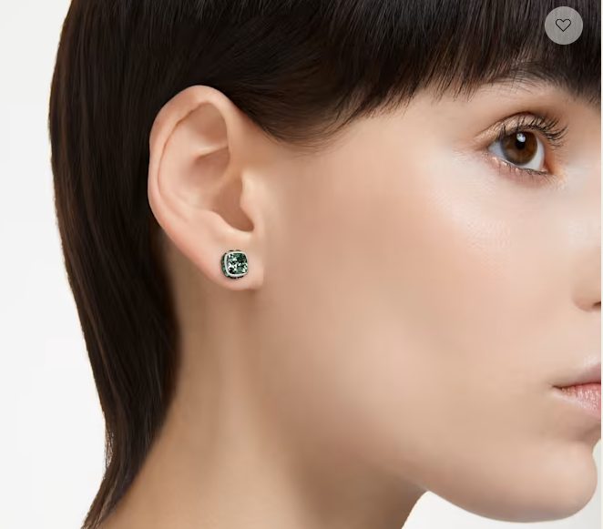 Swarovski Birthstone stud earrings, Square cut, May, Green, Rhodium plated - 5660801