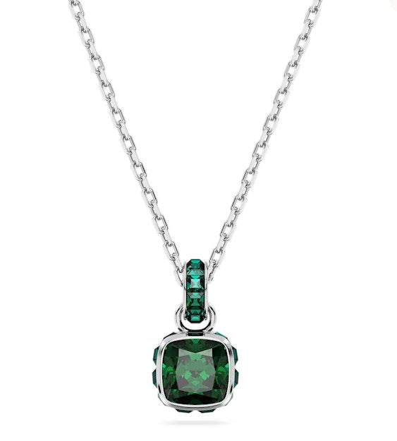 Swarovski Birthstone pendant, Square cut, May, Green, Rhodium plated - 5651793