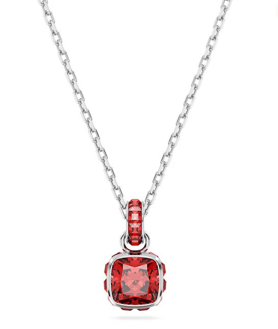 Swarovski Birthstone pendant, Square cut, July, Red, Rhodium plated - 5652043
