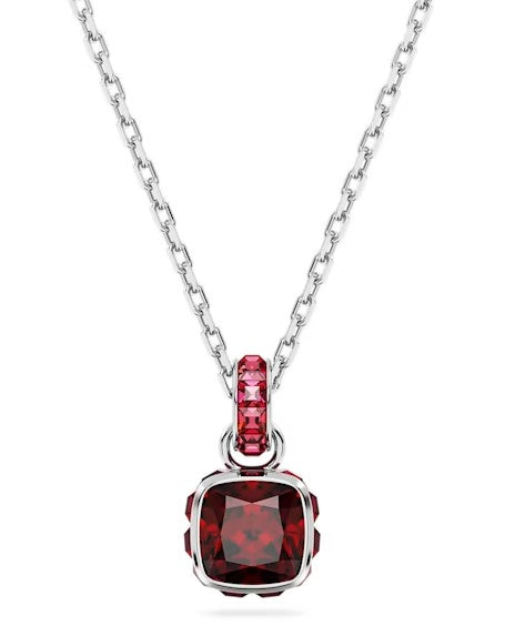 Swarovski Birthstone pendant, Square cut, January, Red, Rhodium plated - 5651709