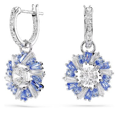 Swarovski - Idyllia drop earrings, Flower, Blue, Rhodium plated - 5680016