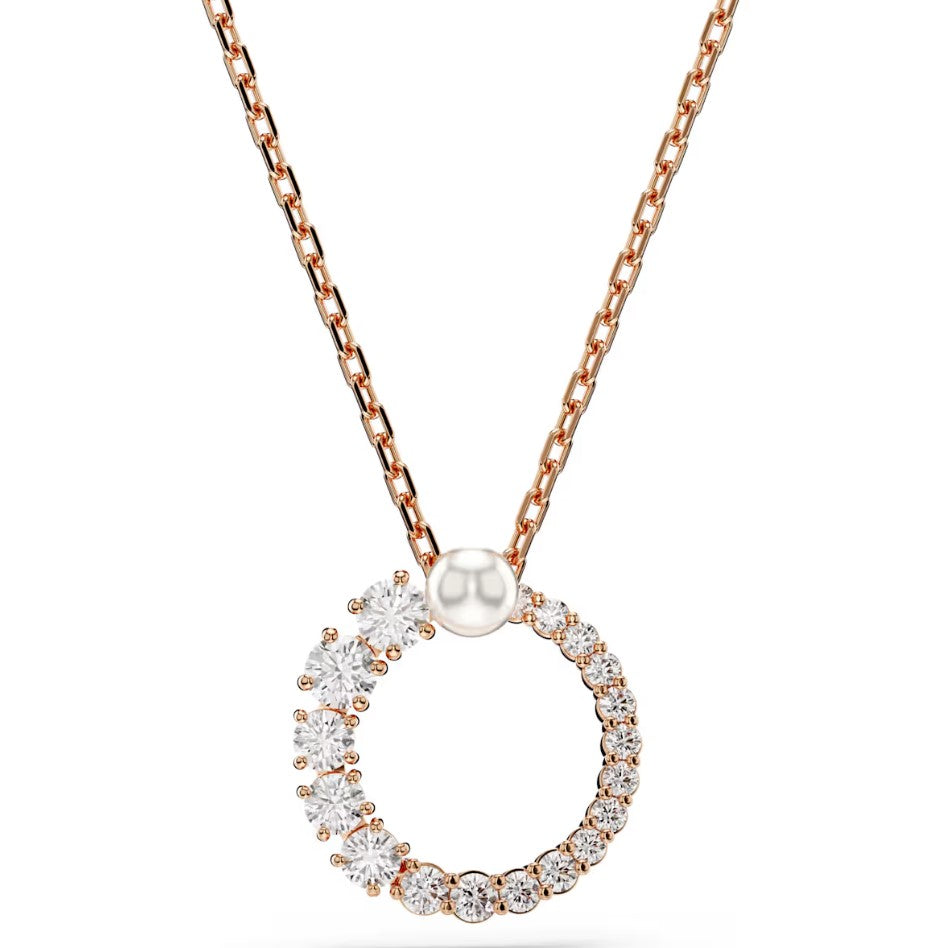 Swarovski - Matrix pendant, Crystal pearl, Round cut, White, Rose gold-tone plated - 5692265