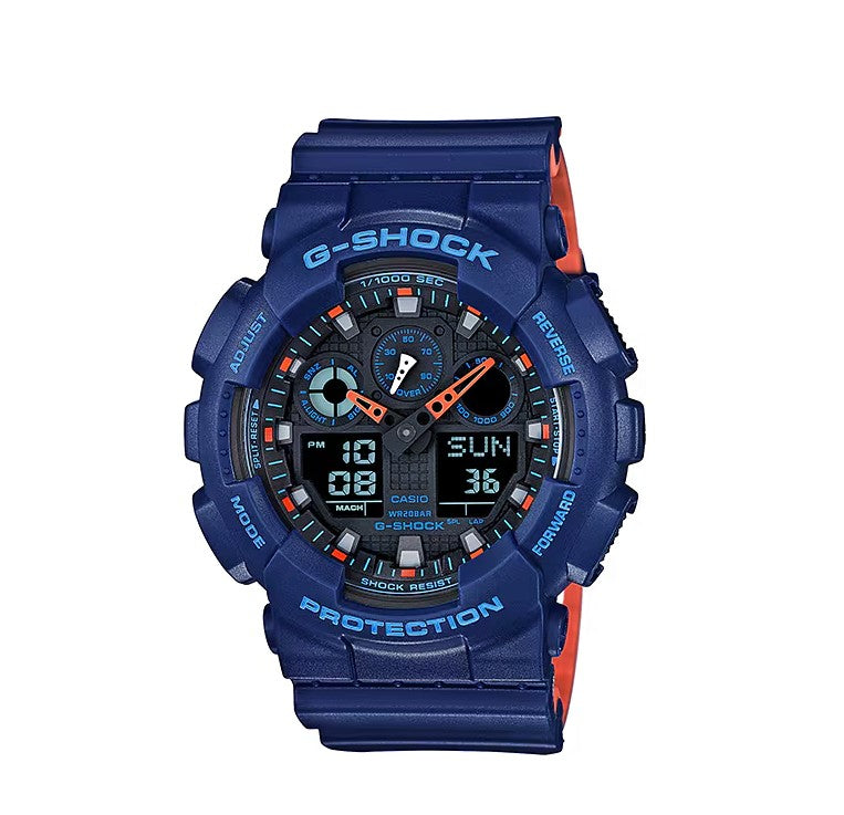 Casio G-Shock Analog Digital Watch - GA100L-2A - Blue & Orange