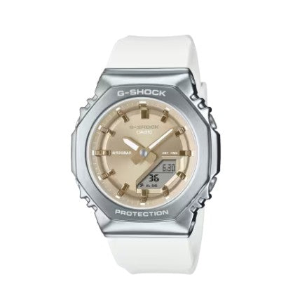 Casio G-Shock Analog Digital Watch, White & Gold,  GMS2110-7A9