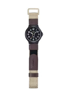 Casio Quartz Classic Velcro Strap Watch MW-240B-5BVCF, Black/Brown