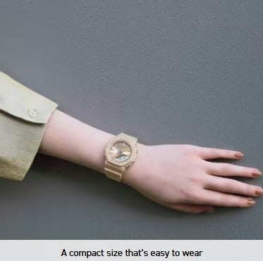 Casio G Shock Ladies Analog Digital Watch, S Series, GMAP2100ST9A, Pearlescent Tan