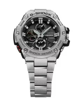 Casio G-Shock Analog Solar Powered Watch, G-Steel, GST-B100 Series, GSTB100D-1A, Silver