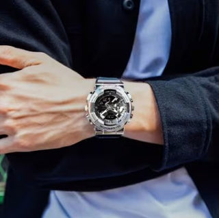Casio G-Shock Analog Digital Watch, G-Steel, GM-110 Series, GM110-1A, Stainless Steel & Black