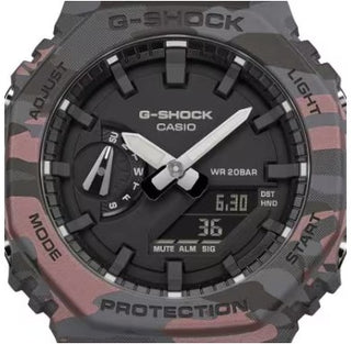 Casio G-Shock Analog Digital Watch, 2100 Series, GA2100CM-8A, Pink & Grey Camo