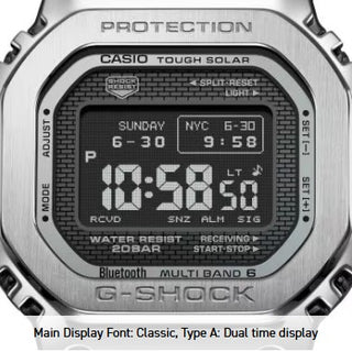 Casio G-Shock Digital Watch, Full Metal, 5000 Series, GMWBZ5000D-1, Silver