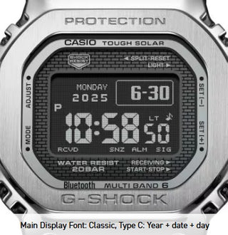 Casio G-Shock Digital Watch, Full Metal, 5000 Series, GMWBZ5000D-1, Silver