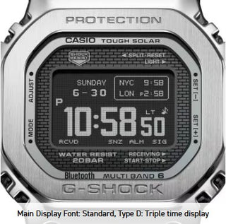 Casio G-Shock Digital Watch, Full Metal, 5000 Series, GMWBZ5000D-1, Silver