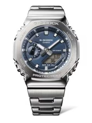 Casio G-Shock Analog Watch, G-Steel, 2100 Series, GM2110D-2B, Navy Blue & Stainless Steel