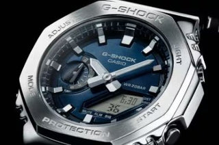 Casio G-Shock Analog Watch, G-Steel, 2100 Series, GM2110D-2B, Navy Blue & Stainless Steel
