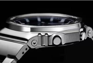 Casio G-Shock Analog Watch, G-Steel, 2100 Series, GM2110D-2B, Navy Blue & Stainless Steel