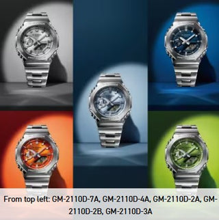 Casio G-Shock Analog Watch, G-STEEL, 2100 Series, GM2110D-2A, Sky Blue & Stainless Steel