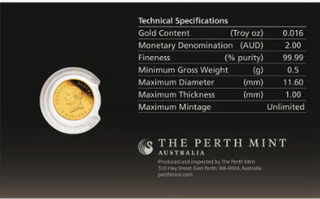 0.5 gram 2026 Australian Mini Roo Proof Gold Coin in Card | Perth Mint