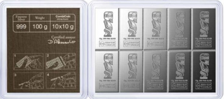 10 x 10g $1 Cook Islands Valcambi Suisse 999 Fine Silver CombiCoin