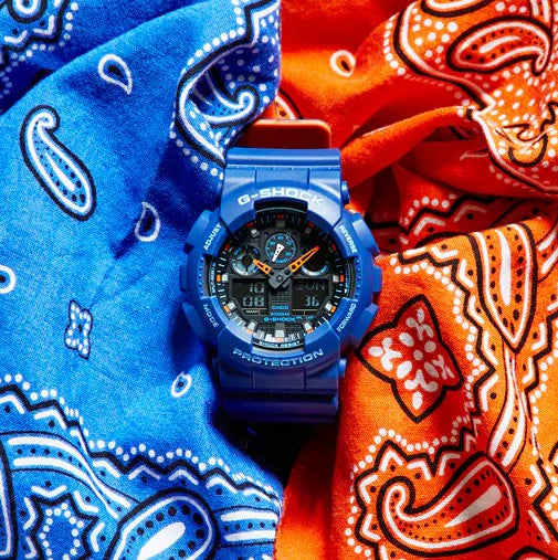 Casio G-Shock Analog Digital Watch - GA100L-2A - Blue & Orange