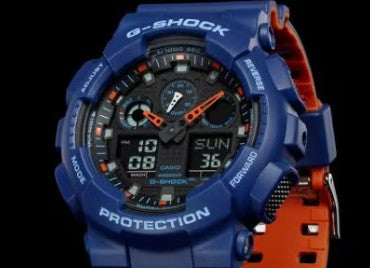 Casio G-Shock Analog Digital Watch - GA100L-2A - Blue & Orange