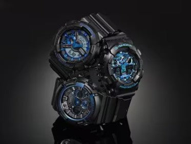 Casio G Shock Analog Digital Watch, GA-100 Series GA100CB-1A, Black/Blue