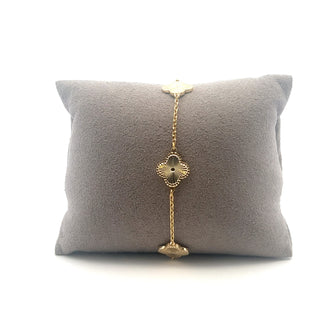 925 Silver - Gold Plated Clover Bracelet 7-8" Adjustable Bracelet